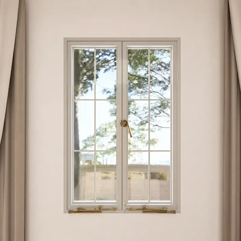 Custom French Aluminum Alloy Windows Wrought Iron White Lattice Windows Cream Wind Casement Windows Pastoral Glass Windows