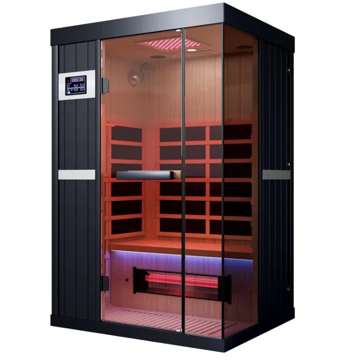 Custom Indoor Canadian Hemlock Wooden Dry Sauna Spa Room 2 Person Full Spectrum Infrared Sauna
