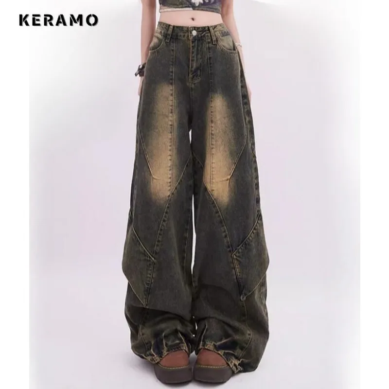 Jean baggy rétro taille haute pour femme, pantalon large, surintendant ser Harajuku, jean décontracté, été 2024