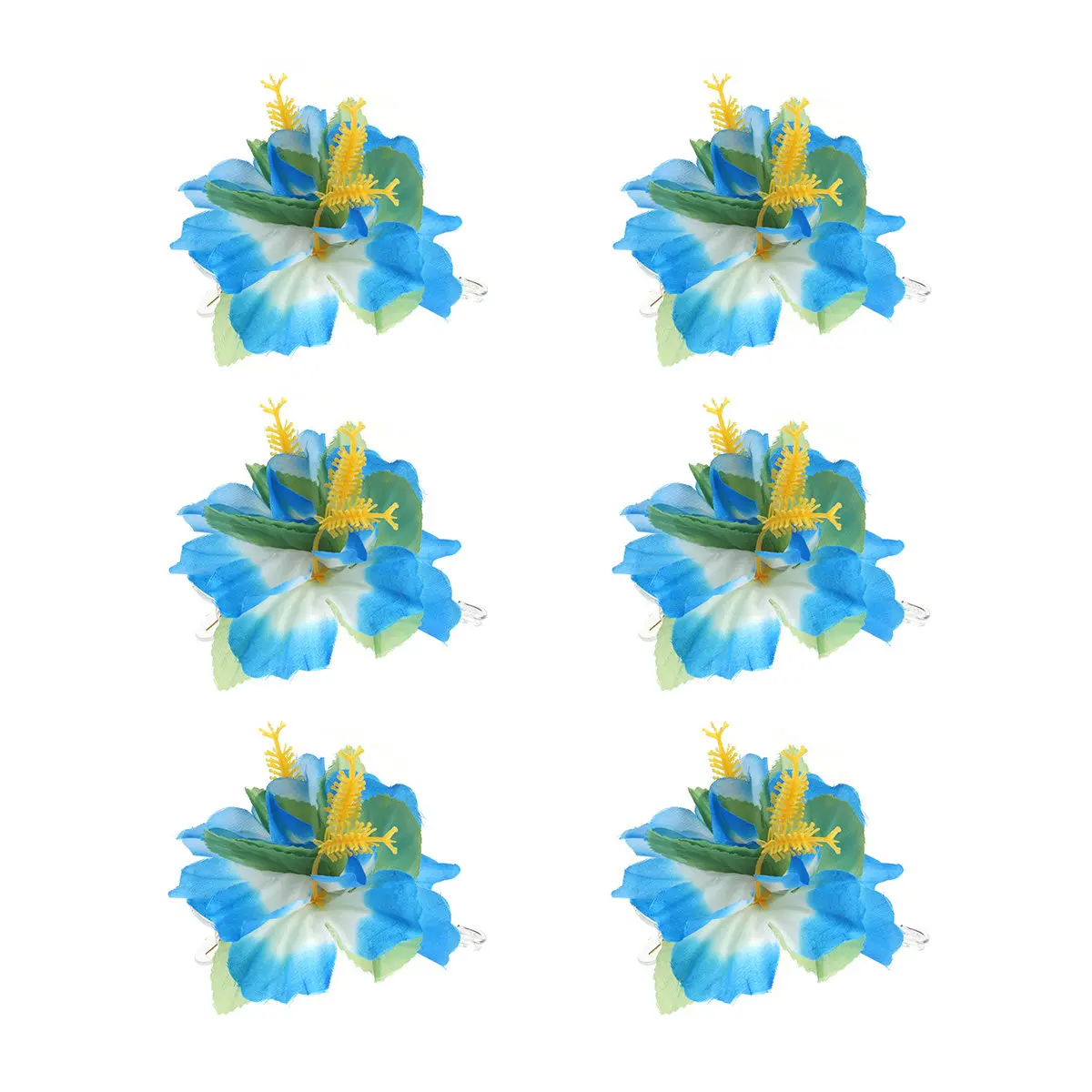 

6 шт. заколок для волос с гавайскими цветами, заколки для волос с тропическими цветами для женщин, аксессуары для свадебной вечеринки, пляжные аксессуары, синие