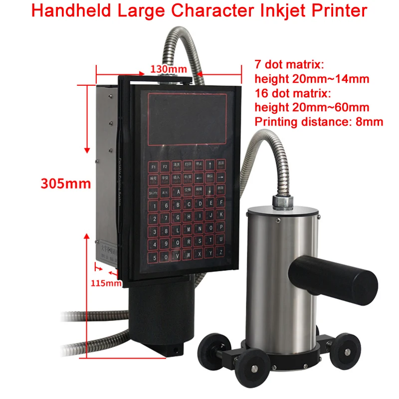Handheld Large Character Inkjet Printer 20~60mm Online Printer Coding machine for Batch code Number date Plastic Pipe Bottle Bag