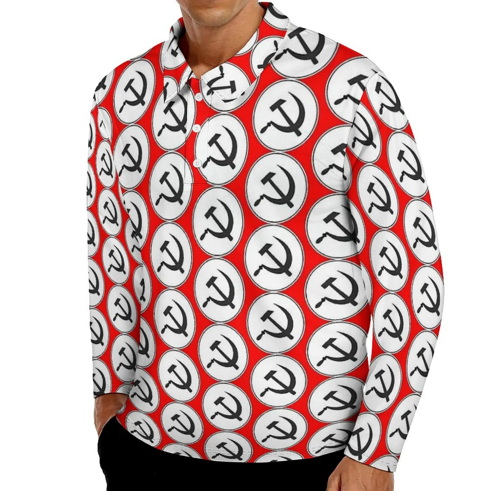 CCCT Hammer And Sickle A Symbol of Communism Casual Polo Shirts  T-Shirts Long Sleeve Shirt Autumn Trending Oversized Clothes