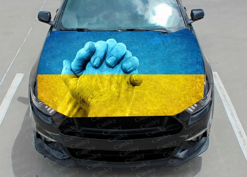 Ukrainian flag car hood decal vinyl sticker graphic wrapping decal graphic hood decal suitable for most vehicle customization