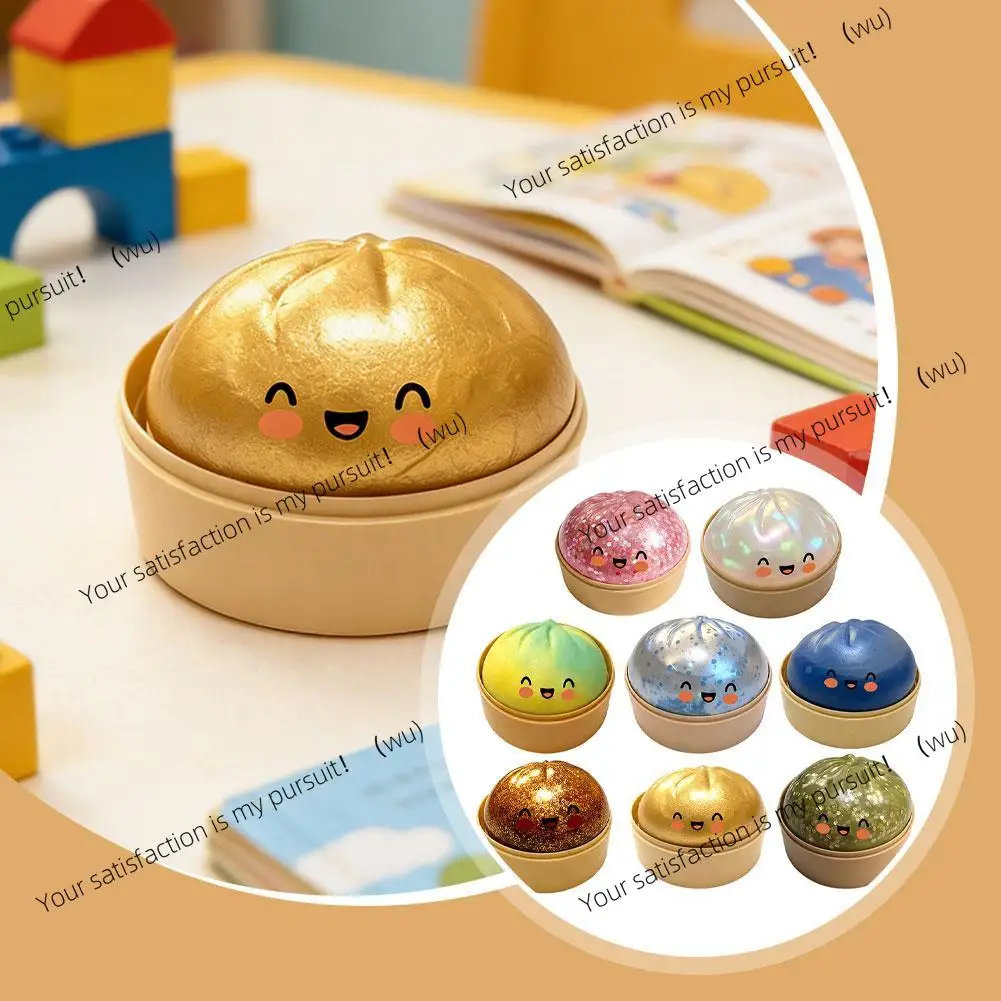 Premium Squishy Steamed Bun Dumpling Toy Slow Rising Glitter Stress Relief Ball Soft Stretchy Fidget Desk Toy Home Office Decor