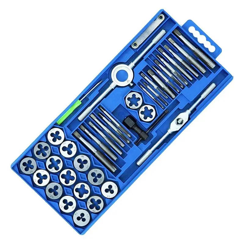 A20F-Thread Cutting Kit 40Pcs Metric Tap Die Set With Plastic Shell Thread Cutting Kit (Small Frame) Injection Molding Easy To U