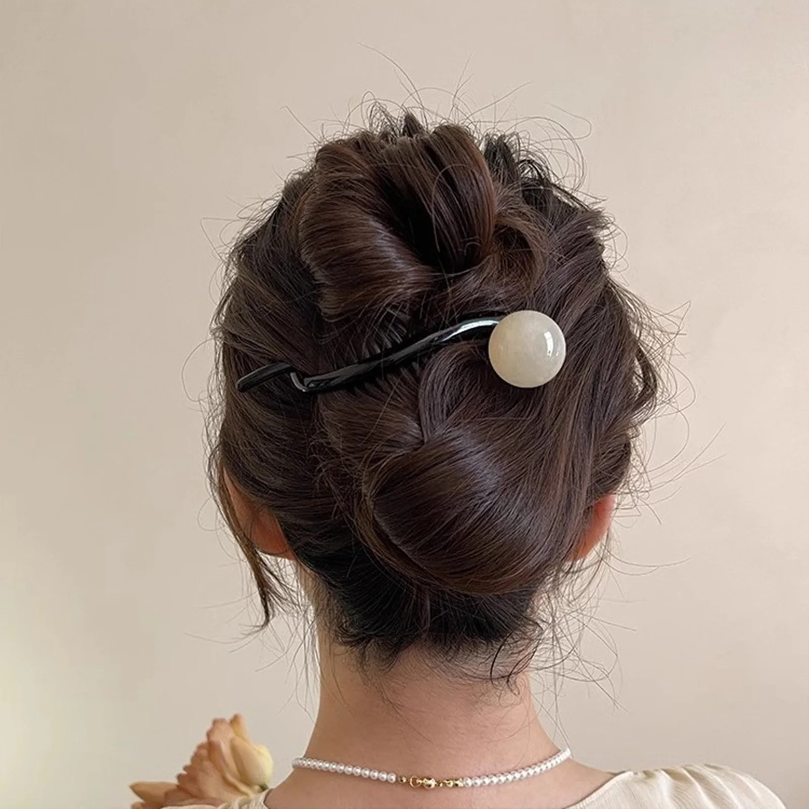 Hairpin Pearl Barrettes for Women Vintage Style Straight Back Head Hair Grab Clips for Bridesmaid Wedding Banquet Party