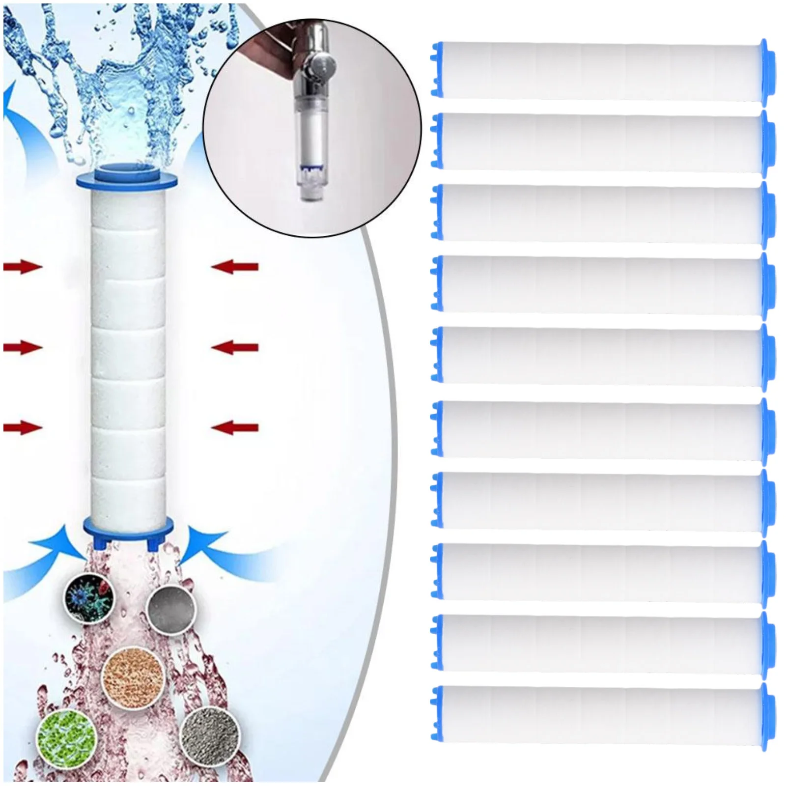 

10 Pcs Shower Head Replacement PP Cotton Filter Cartridge Water Purification Bathroom Accessory Hand Held Bath Sprayer