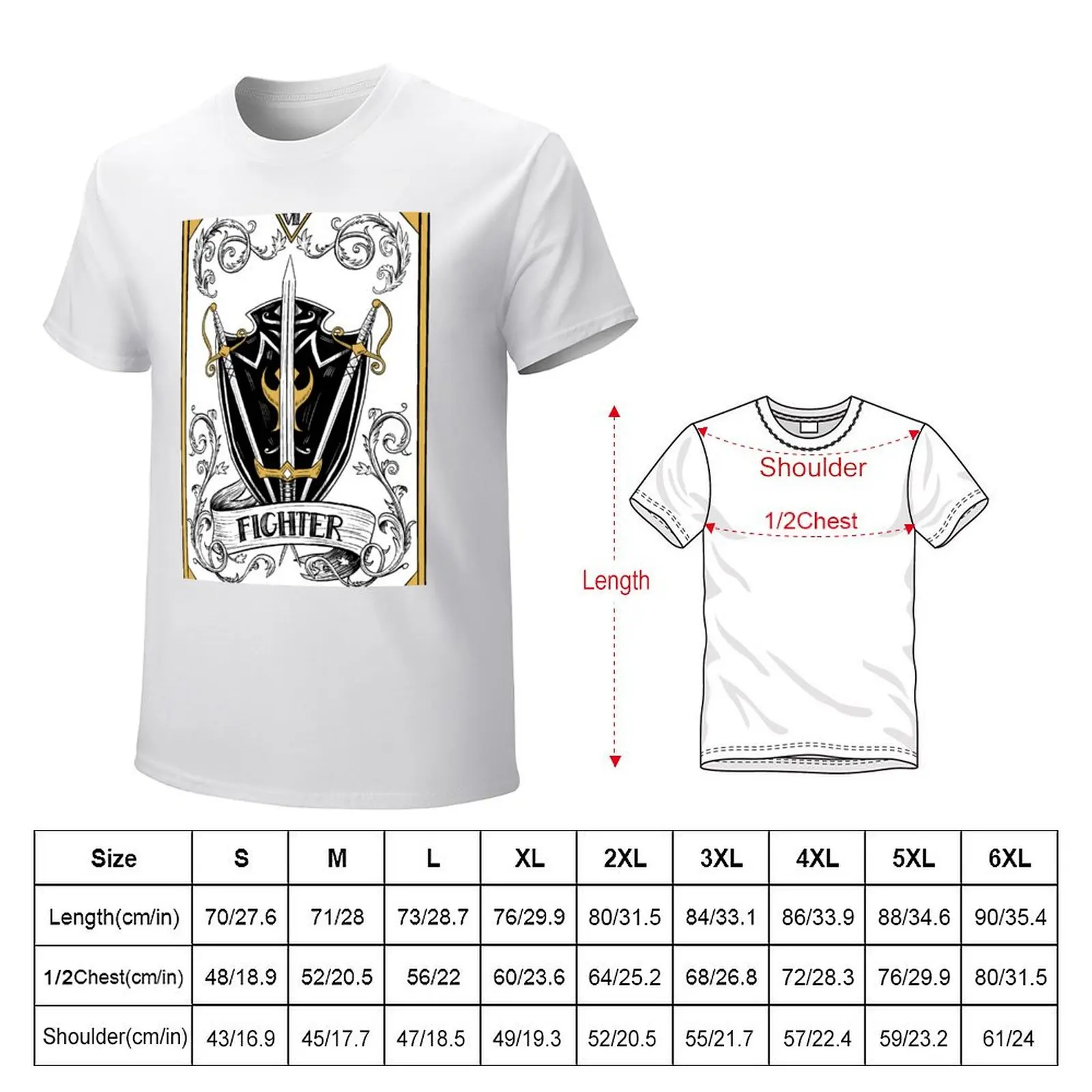 D&D Fighter Tarot T-Shirt shirts graphic tees vintage clothes sports fans men clothing