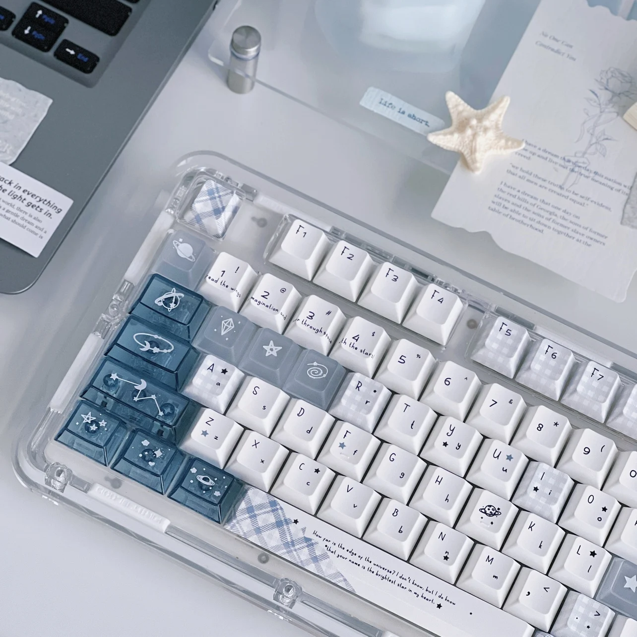 

Star of The Universe Theme Keycap PBT+PC Custom Cute Minimalist Keyboard Cap Cherry Profile KeyCap for Mechanical Keyboard Gift