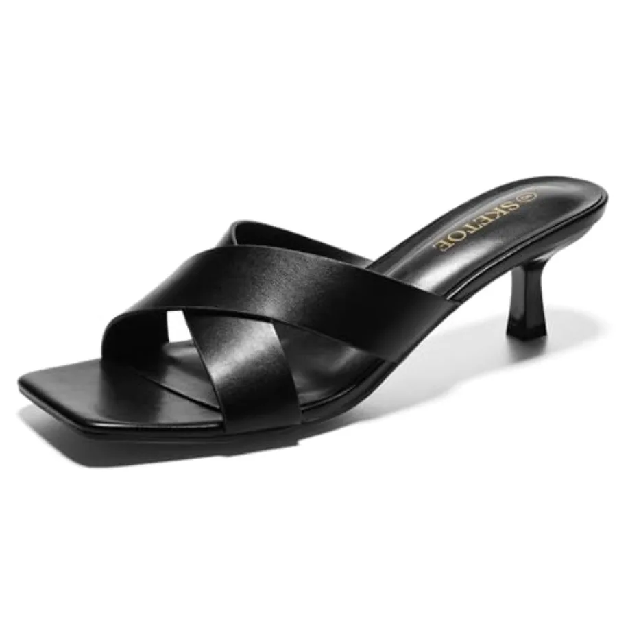 Womens Kitten Heels Open Toe Short Heels Sandals for Women Fashion Party Dress Low Heels Sandals
