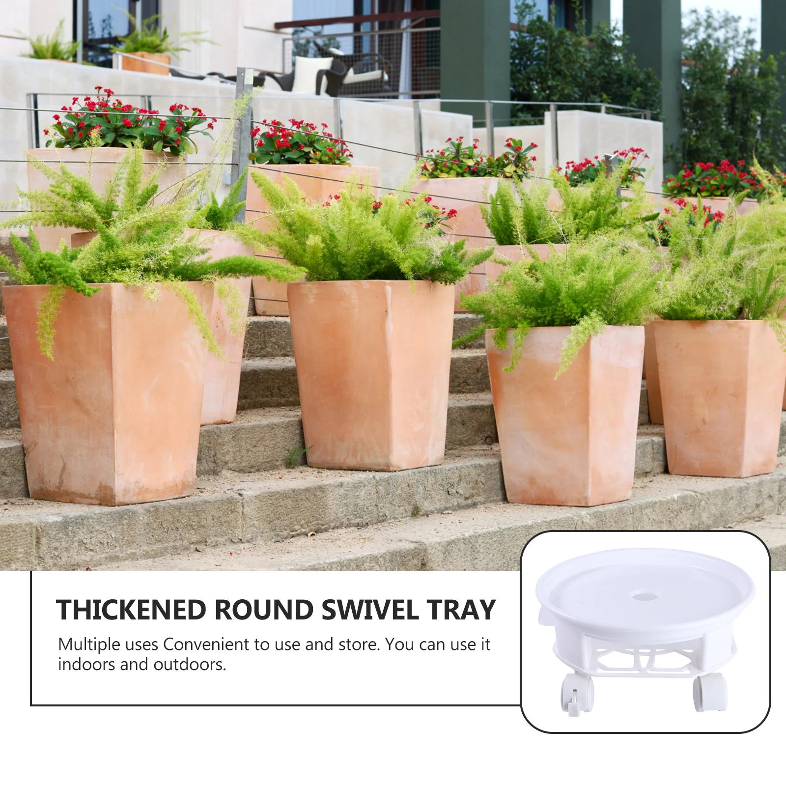 

1Pcs Thickened Round Plant Pot Tray Movable Flowerpot Base Plastic Flowerpot Stand Universal Wheel Stable Balcony Indoor Outdoor