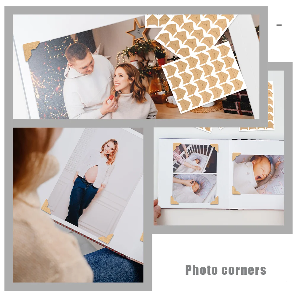 

12 Sheets Photo Corner Stickers Mounting Corners for Journaling Craft Projects and Memory Keepsake Albums