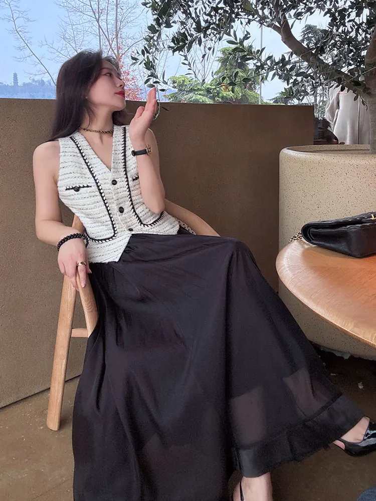 

Юбка YANGXIAOJING атласная длинная миди А-силуэта, черно-белая, винтажная, женская, из полиэфирного волокна Ciwalk