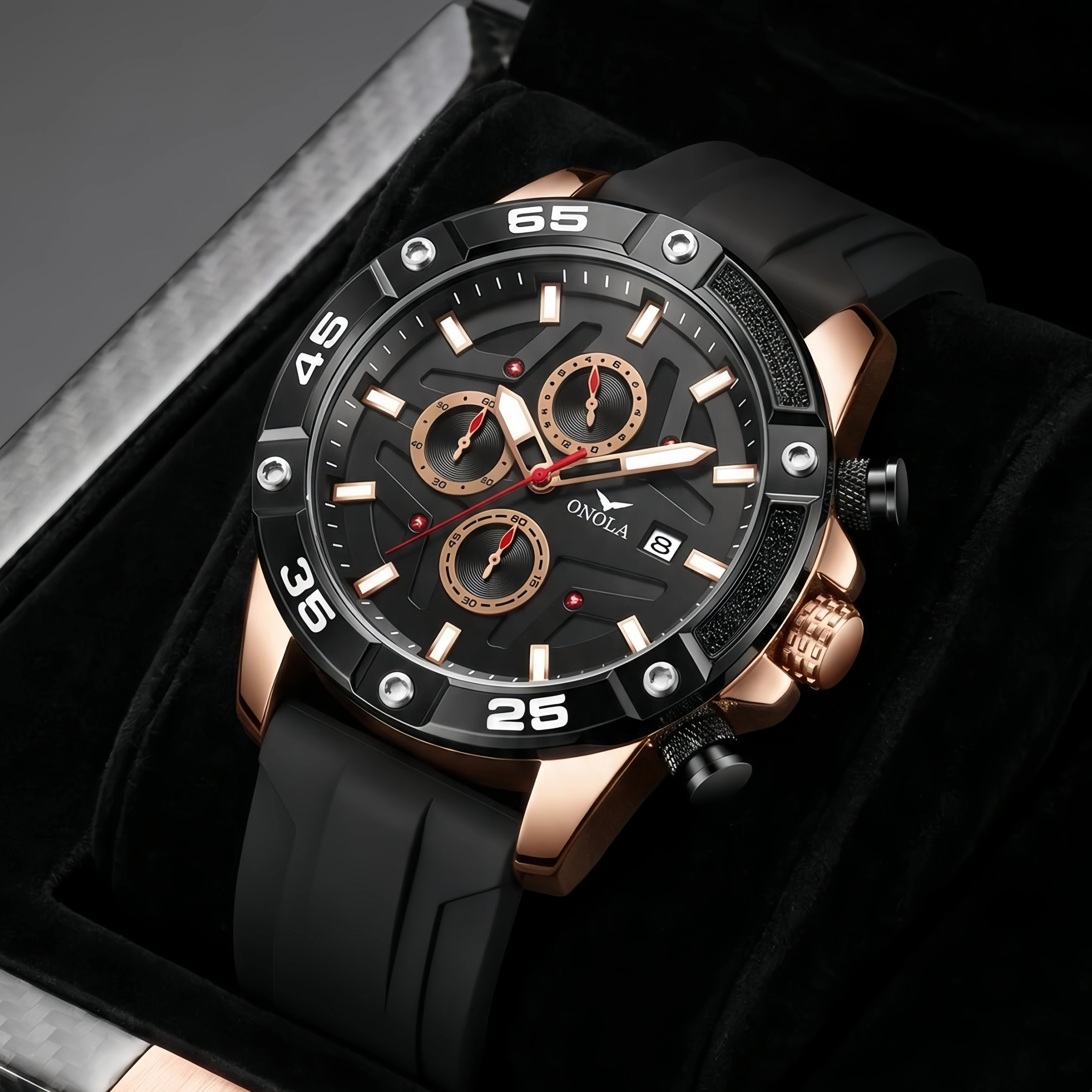 ONOLA New High Quality Men\'s Watch Fashionable Luminous Waterproof Military WristWatch Clock Multi Functional Quartz Watches