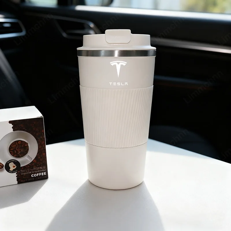 

Car Logo Water Cups For Tesla Model 3 Model S Model X Model Y Roadster SpaceX Portable Stainless Steel Coffee Cup Car Sticker