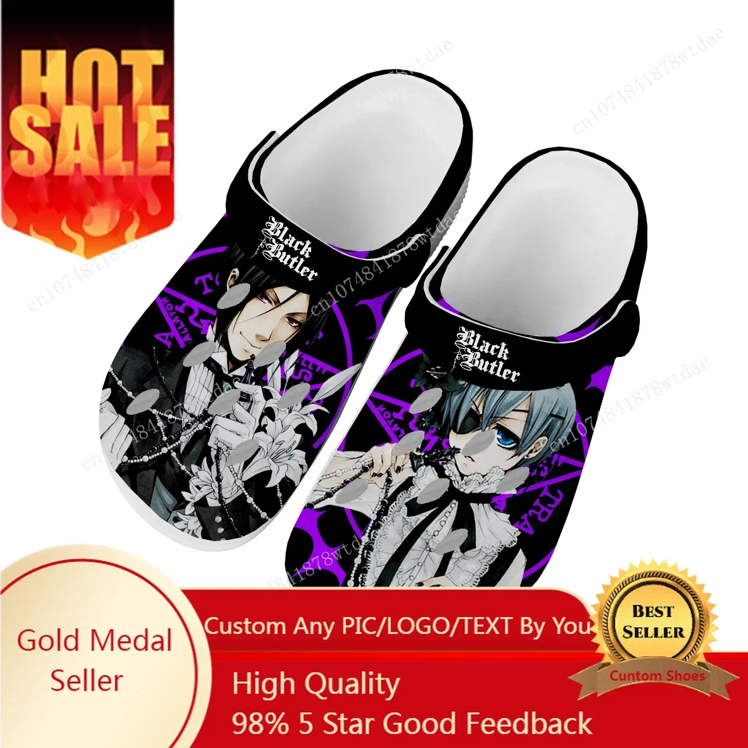 

Black Butler Home Clogs Men Women Youth Boy Girl Customize Water Shoes Japanese Anime Cartoon Garden Beach Hole Slippers Sandals