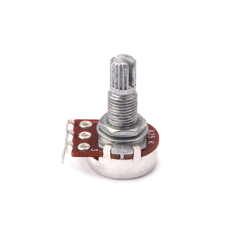 

A25k Mini Long Knurled Split Shaft Guitar Potentiometers Professional Replacement Volume Tone Controls Audio Potentiometers