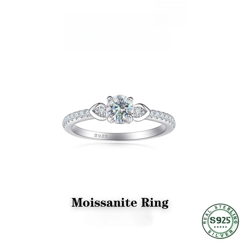 Hot selling 5 * 5 moissanite ring with diamond arrangement, 100% S925 silver ring, hand jewelry, tail ring, wedding jewelry
