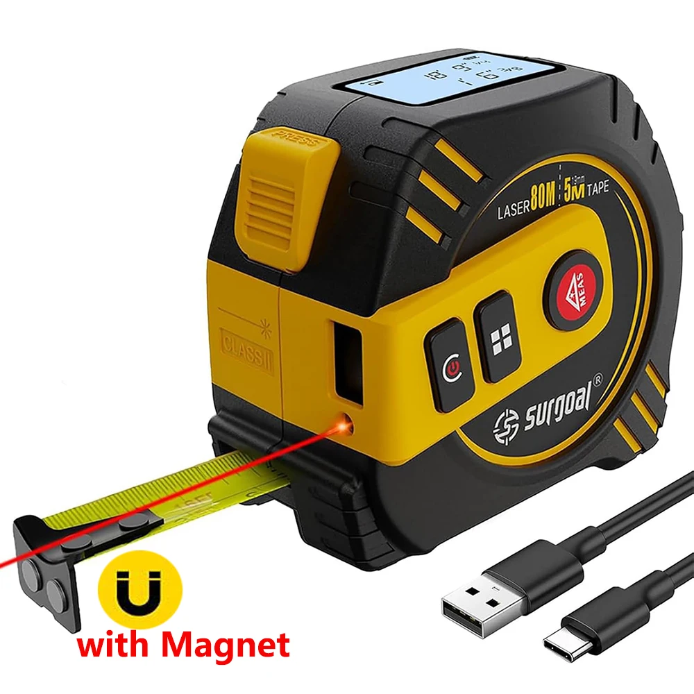 Medidor láser recargable con cinta métrica integrada y LCD retroiluminada - imagen 5
