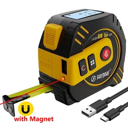 2in1 Multifunction Rechargeable Laser 80m with 5m Tape LCD Display with Backlight Laser Rangefinder Laser Tape Measure