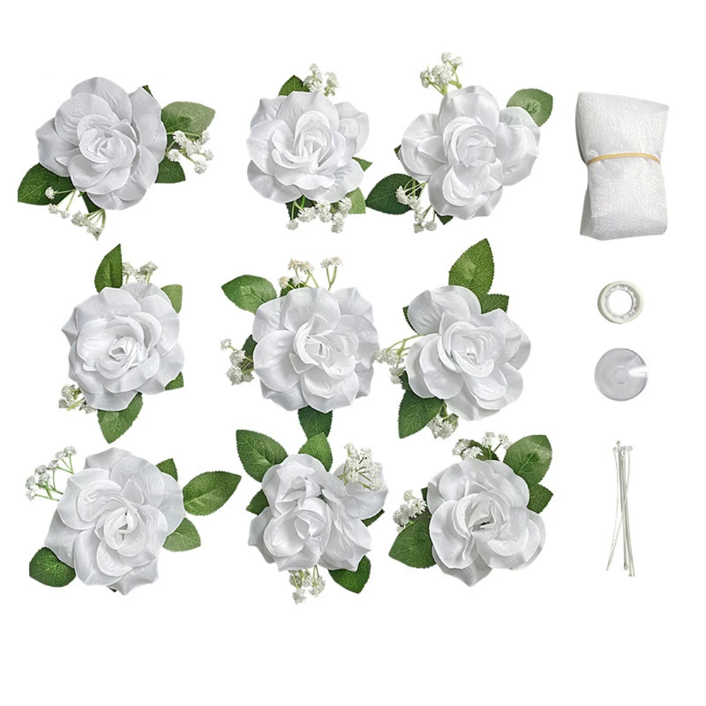 パーティーデコレーション-ウェディングカーデコレーション-耐候性のある花-鮮やかな造花-ローズ-アレルギー対応の代替品