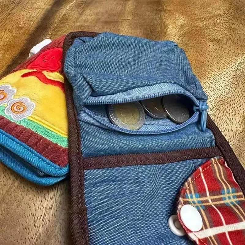 

New Arrival Cute Canvas Wallet Short Zipper Wallets For Woman Purse Small Fold Denim Corduroy Card Holders Coin Purse Cartoon