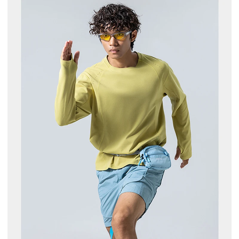 Men's Crew Neck Long Sleeve Performance Tee – UPF50+ Sun Protection, 7A Antibacterial & Quick-Dry for Sports Outdoor Activities