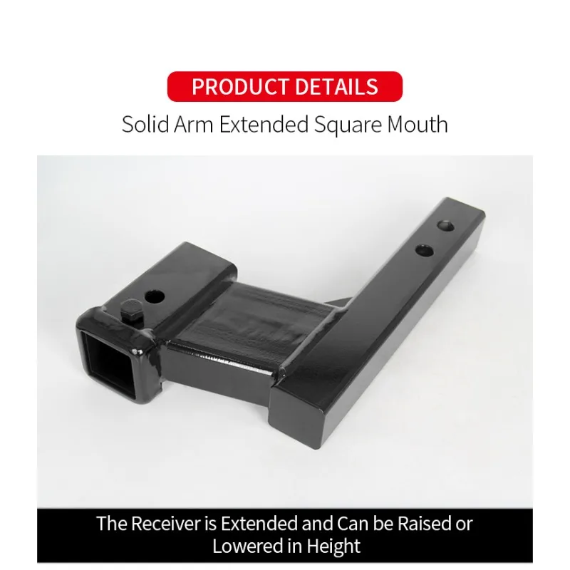 Solid 2 Inch Receiver Adapter Extension Tube for Trailer Hitch Towing Arm Offroad Vehicle