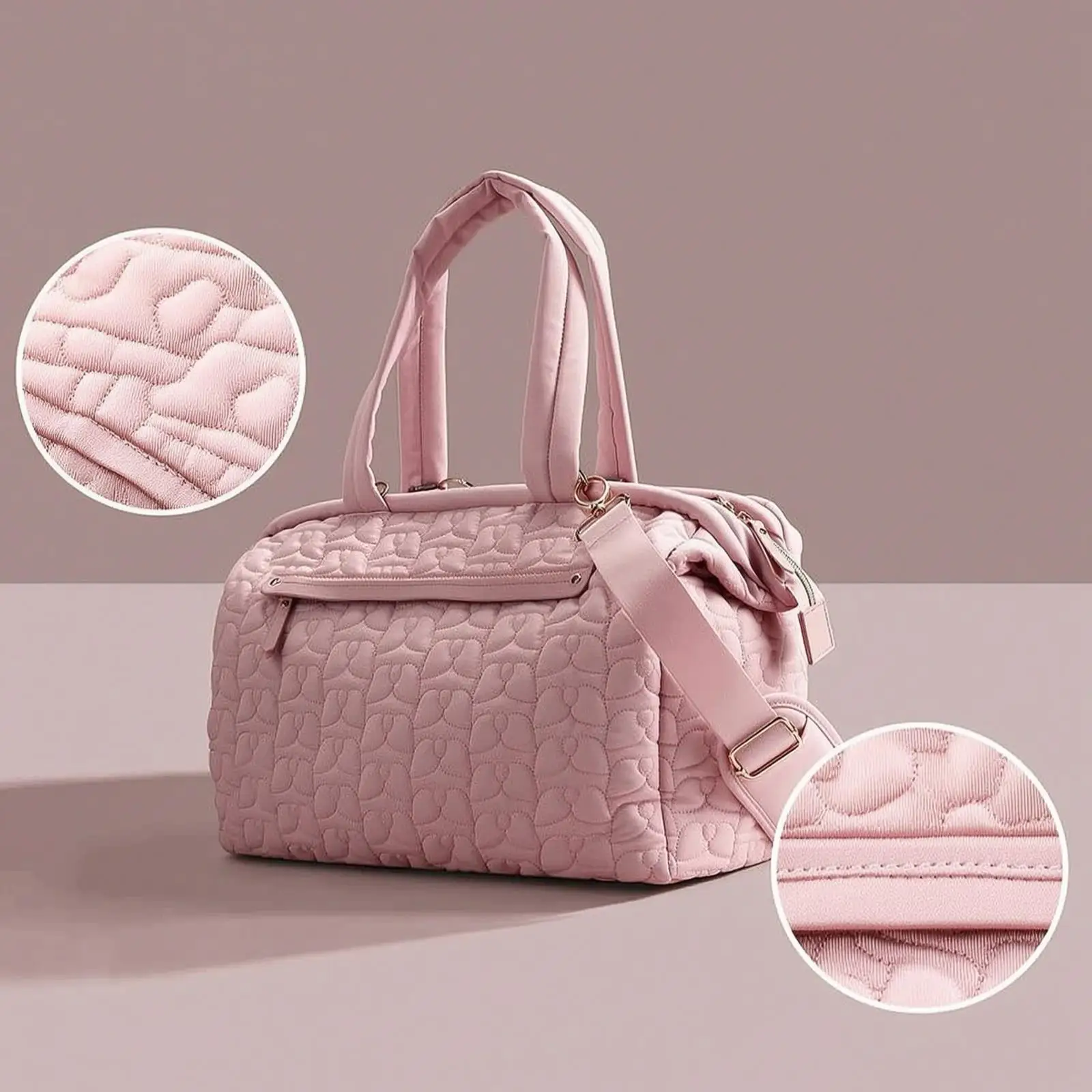 Large Quilted Nappy Bag for Baby with Interior Compartments for Diaper Organizer for Stroller Walks and Trips