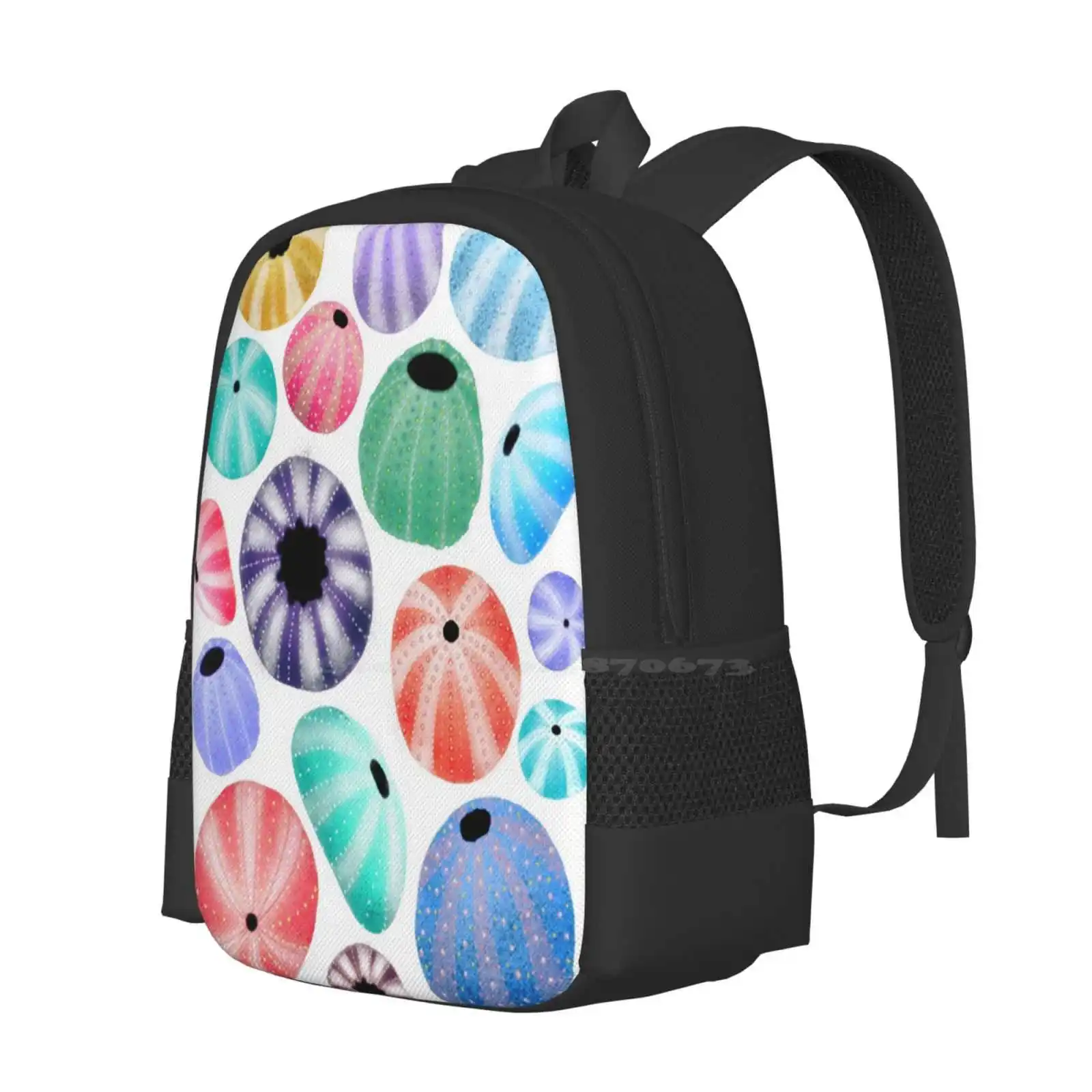 Urchins School Bag Big Capacity Backpack Laptop Sea Urchin Colourful Urchins Digital Doodle Ocean Beach Marine Laura Tanuwidjaya