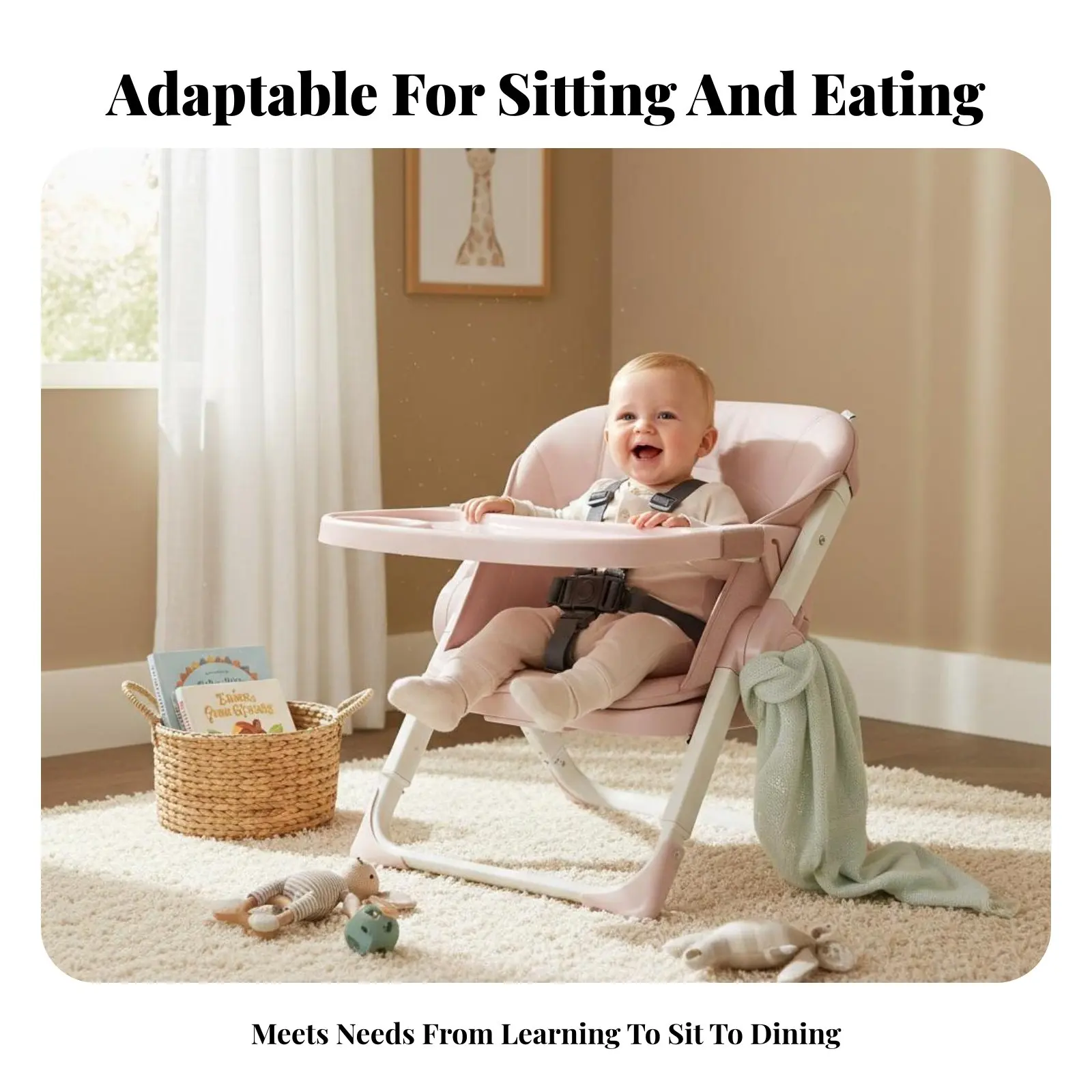 

Портативное складное кресло-стульчик для кормления с подносом, легко моется, многофункциональное, с ремнями безопасности для младенцев, для столовой