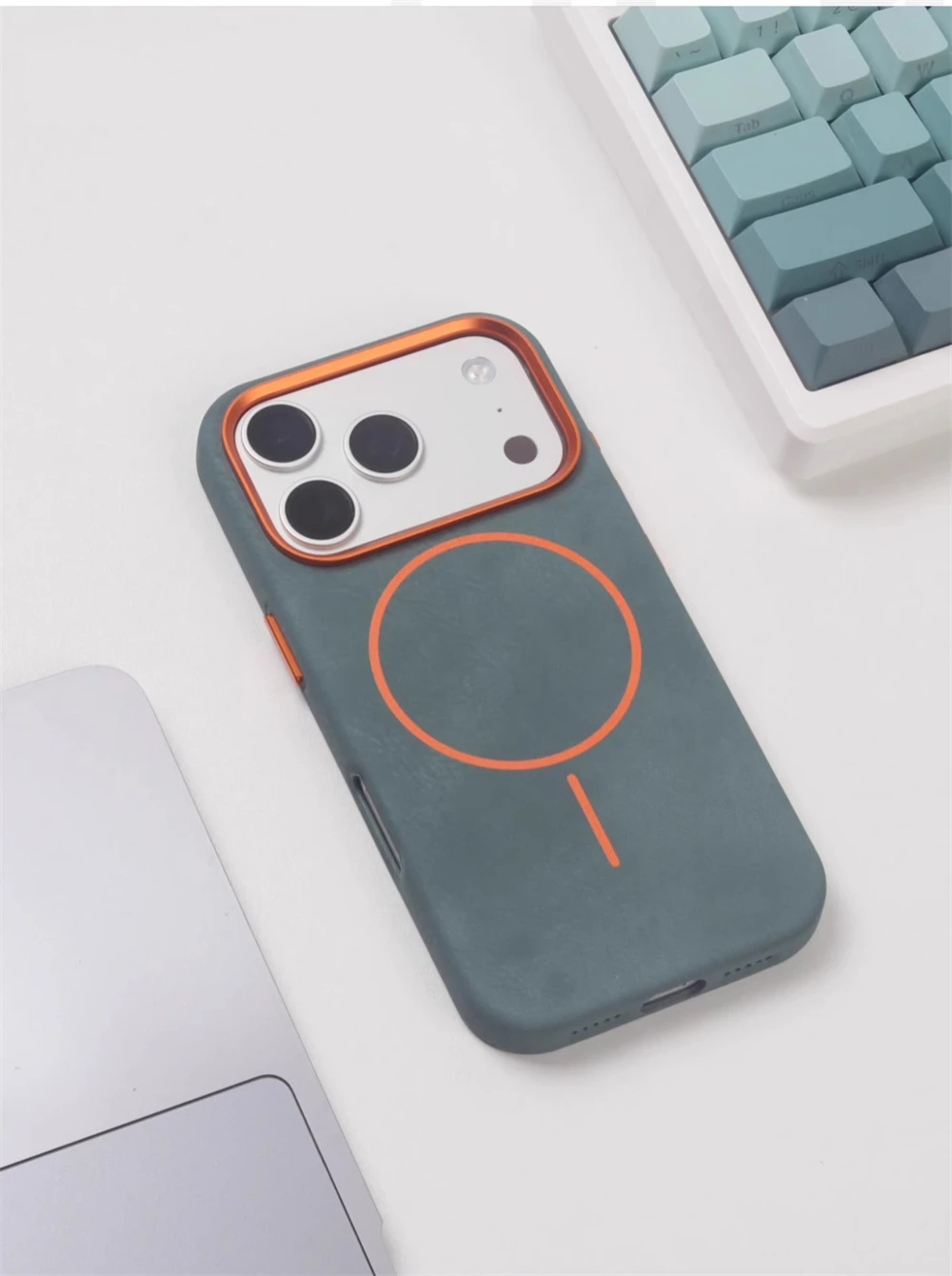 Luxuriöse Elefanten-Textur PU-Leder für Magsafe-Hülle für iPhone 18 17 Pro Max Air 16 15 13 14 Metall-Objektiv Magnetische Anti-Sturz-Hülle – Detail 2