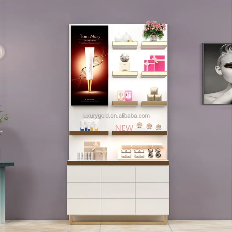 Custom. Customize Logo Unique Design Multilayer Counter Perfume Wooden Stand Display Stand Perfume Display for Cosmetics Fair