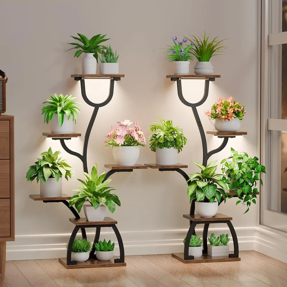 

Plant Stand Indoor with Grow Lights - 2 Pack Indoor Plant Shelf, 6 Tiered Corner Flower Stand Shelves 40" Display Shelf for Home