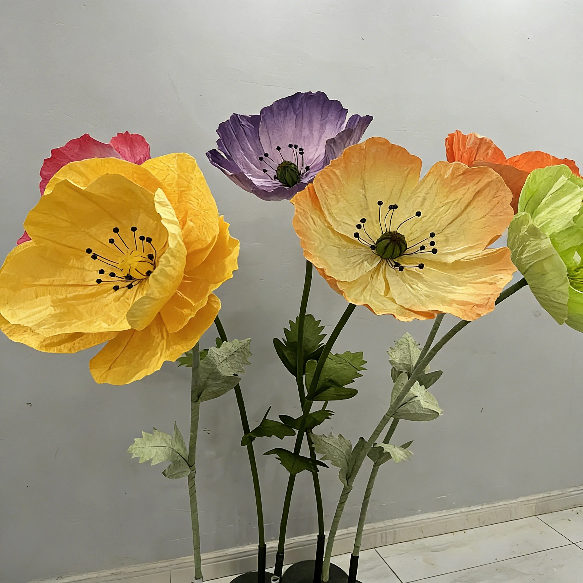 170cm Giant Artificial Poppy Paper Flower Wedding Decor Road Guide Flowers Stand Party Backdrop Ornaments Stage Window Layout