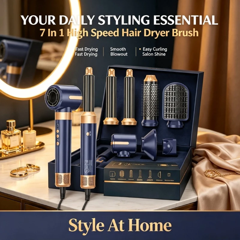 Auto Curling Ionic Blow Dryer Brush, Multifunctional Diffuserequipped Tool For Travel Hairstyle