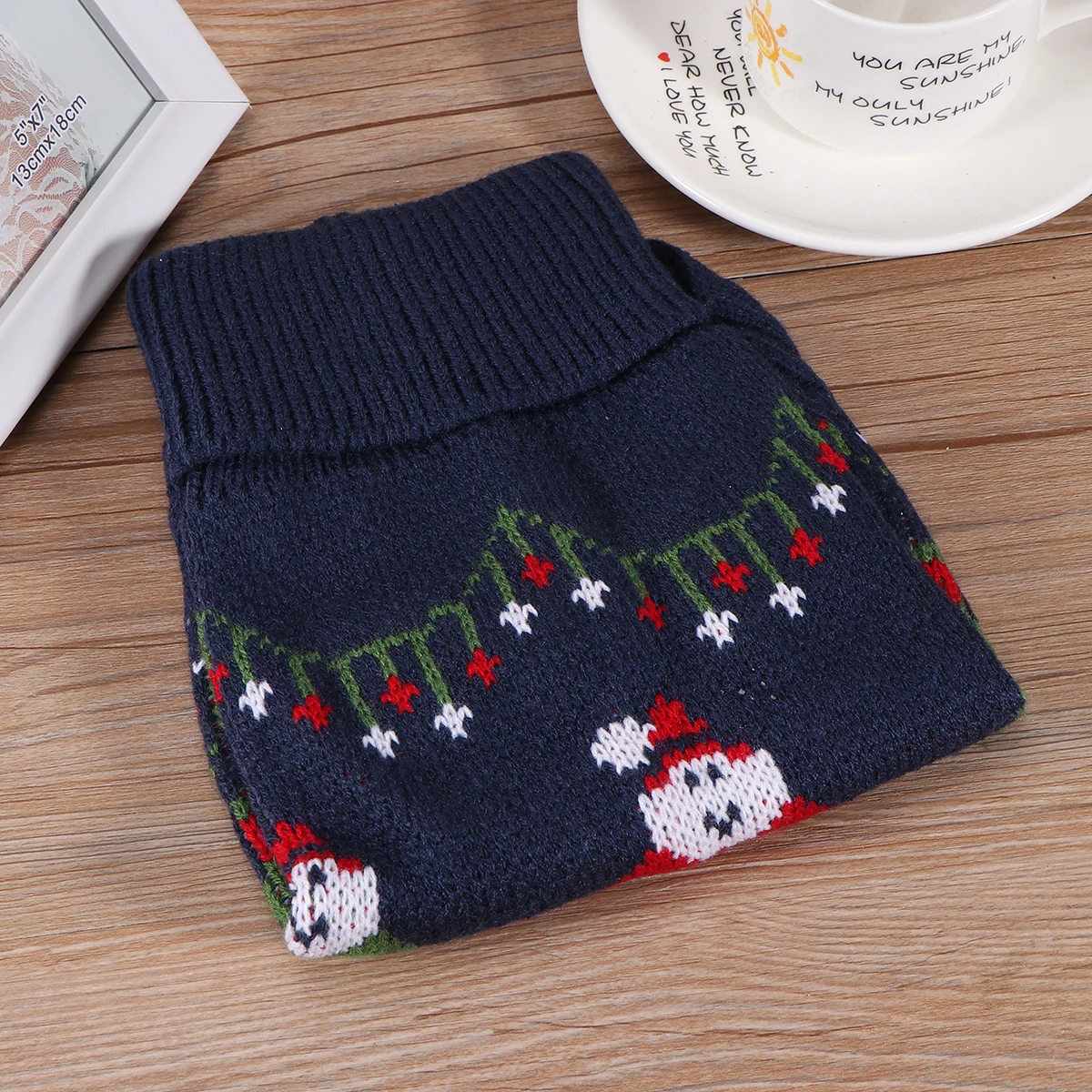 

1Pcs Pet Dog Christmas Turtleneck Sweater Blue Size M Knitted Puppy Clothes Festive Winter Coat Touch and Easy Wash