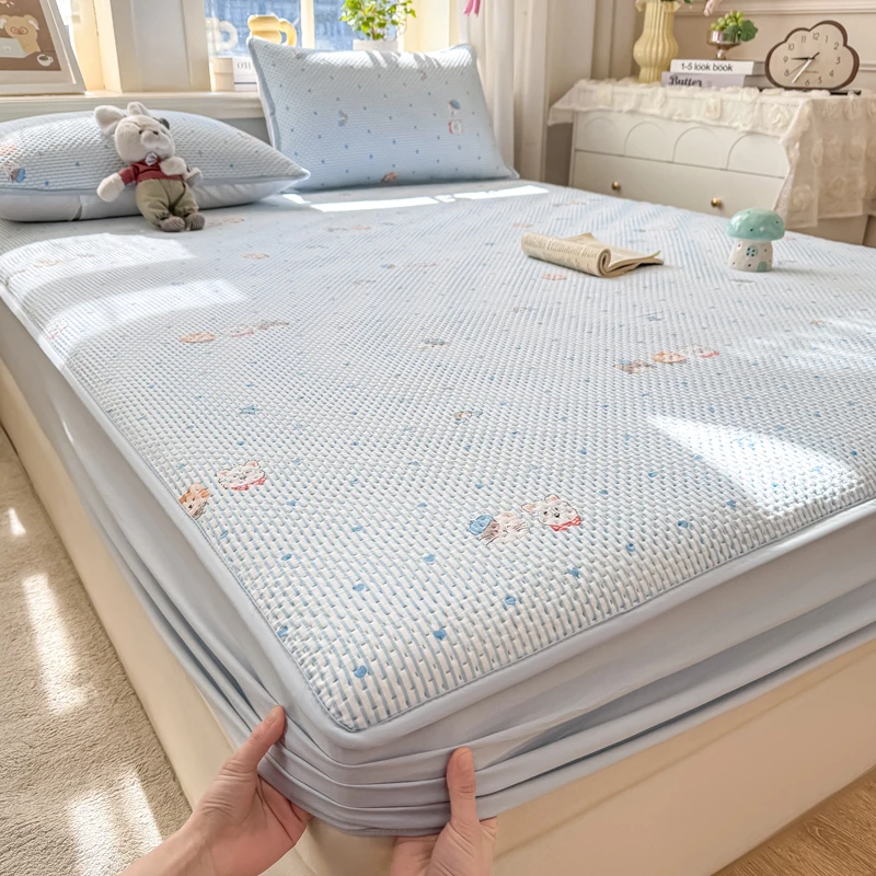Quilted Mattress Cover Cartoon Printed Bed Cover Twin/Queen/King Size cubre colchon Soft Thicken Mattress Protector 침대커버