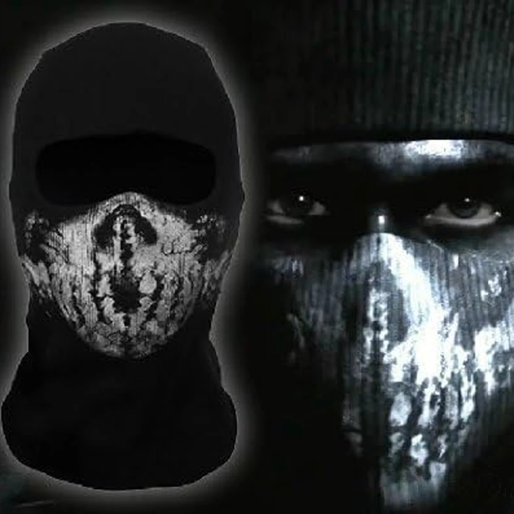 Totenkopf-Druck Balaclava Cosplay Kostüm Geister-Vollgesichtsmaske Outdoor Motorrad Reiten Herren Mütze Ski-Kappen