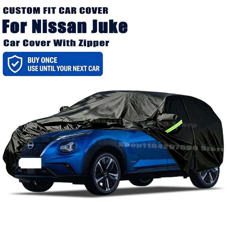 For Nissan Juke Outdoor Full Car Cover With Zipper Snow Cover Sunshade Waterproof Dustproof Exterior Protection