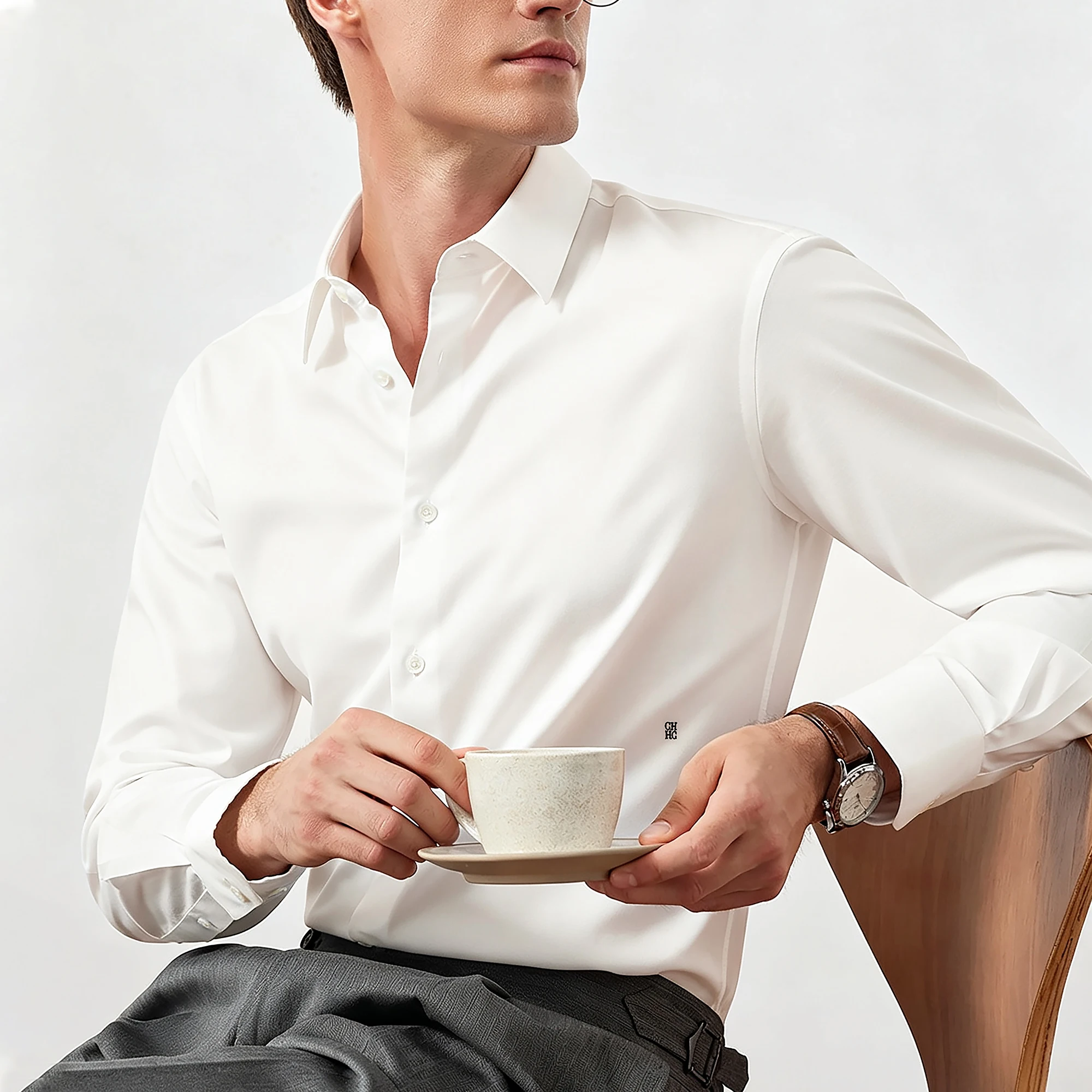 CHCH Men's Shirt Fashion Solid Color Lyocell Material Comfortable Breathable Men Shirt Casual Old Money Style Design Men's Shirt