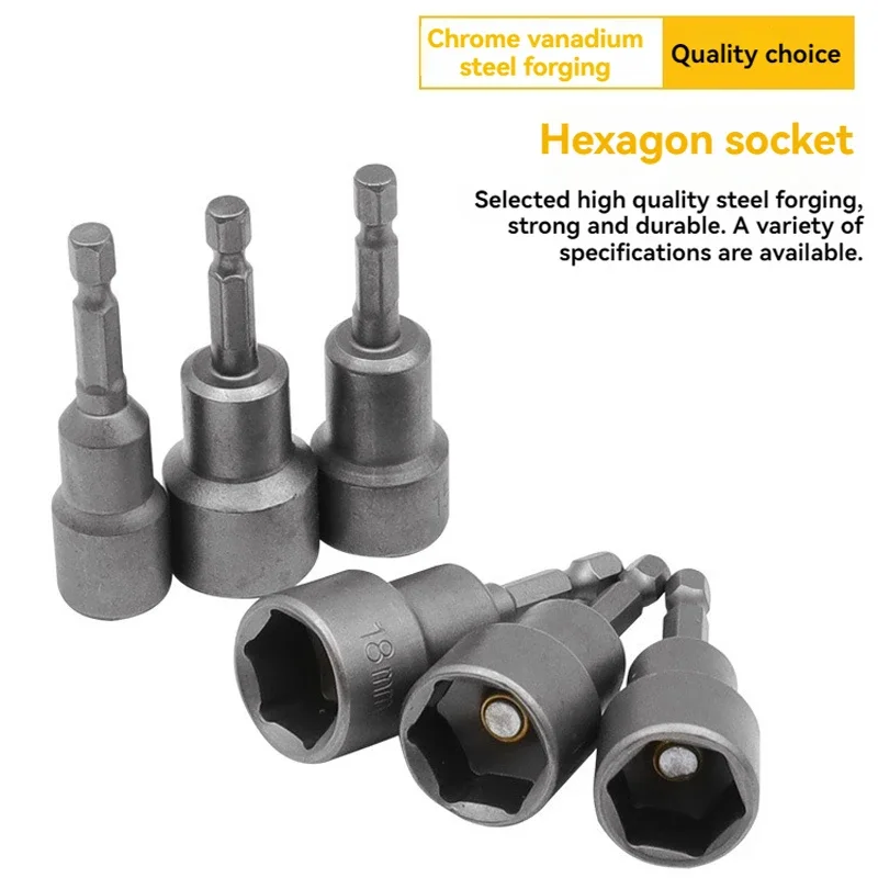 14 PCS Pneumatic Hexagonal Nut Wrenches, Hexagonal Handle Wind Batch, with Magnetic Socket Head, Extended Socket