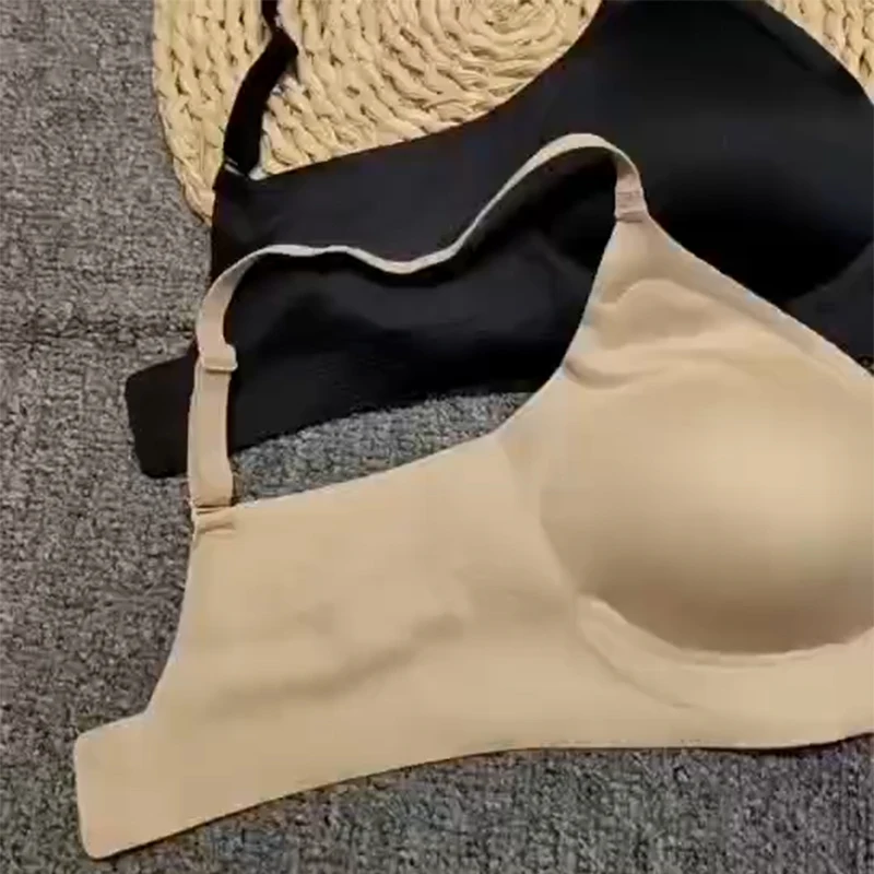 Seamless Women Underwear One Piece Beautiful Back Fixed Cup Bra No Steel Ring Sports Bra Breathable Adjustable Pure Color