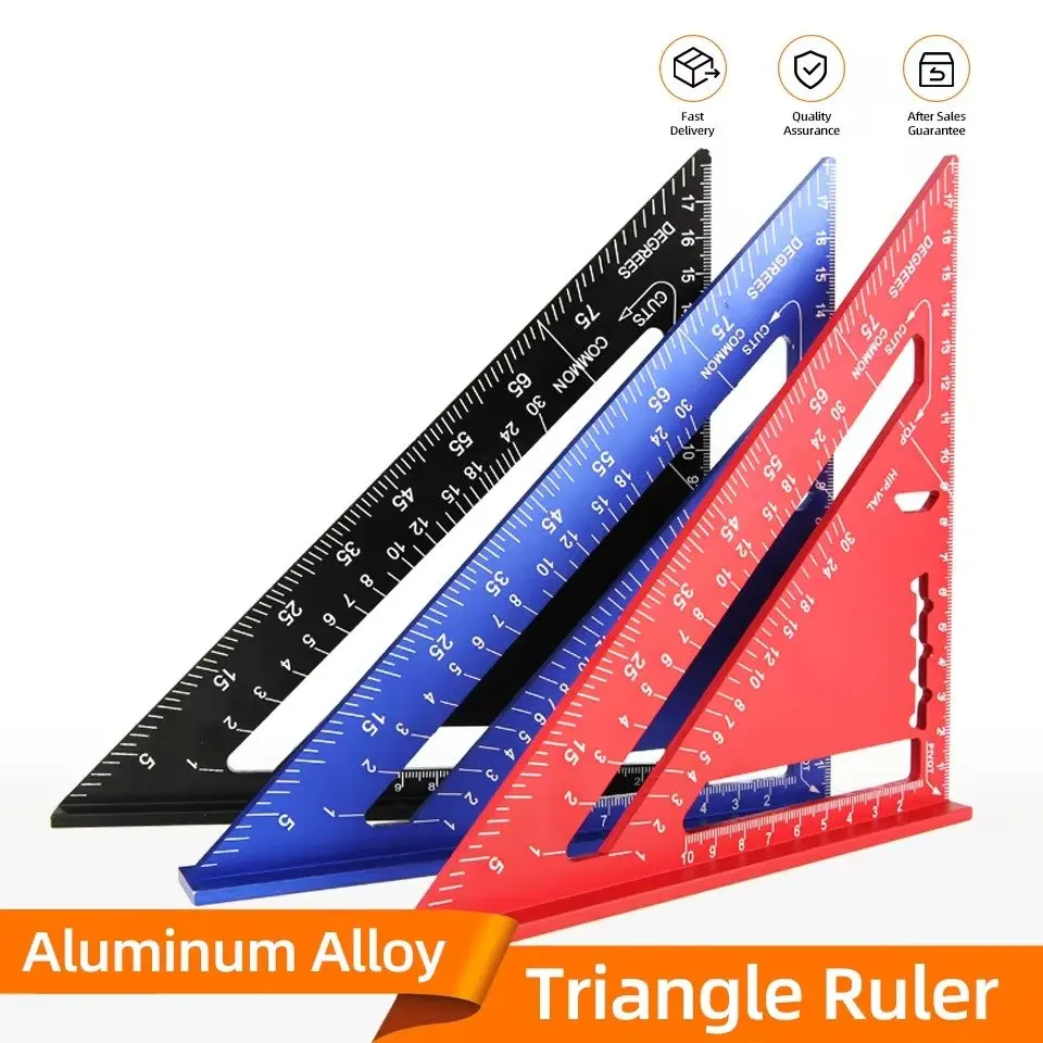 12 Inch Triangle Ruler Aluminum Alloy Speed ​​Square Angle Protractor Measuring Square Ruler for Woodworking Carpentry