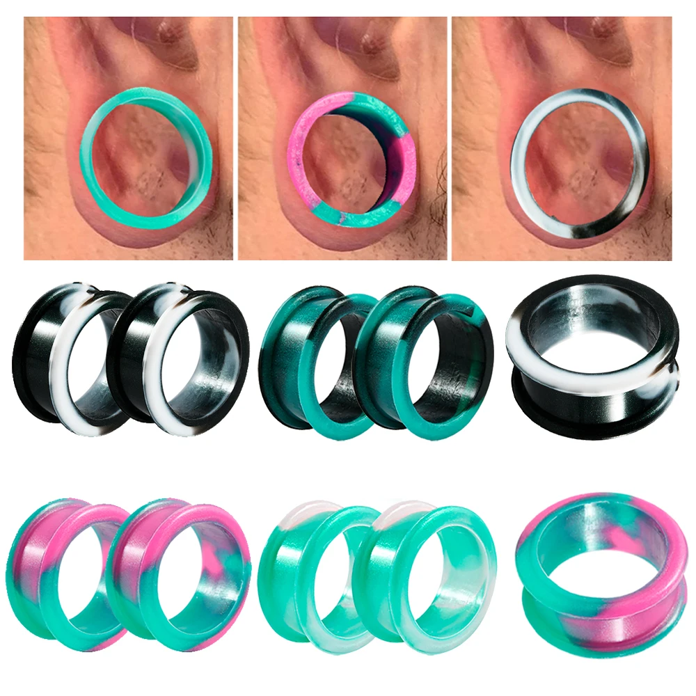 1Pair Flexible Silicone Flesh Tunnel Plugs Earrings 8mm-38mm Ear Gauge Expander Stretchers Ear Lobe Piercing Jewelry