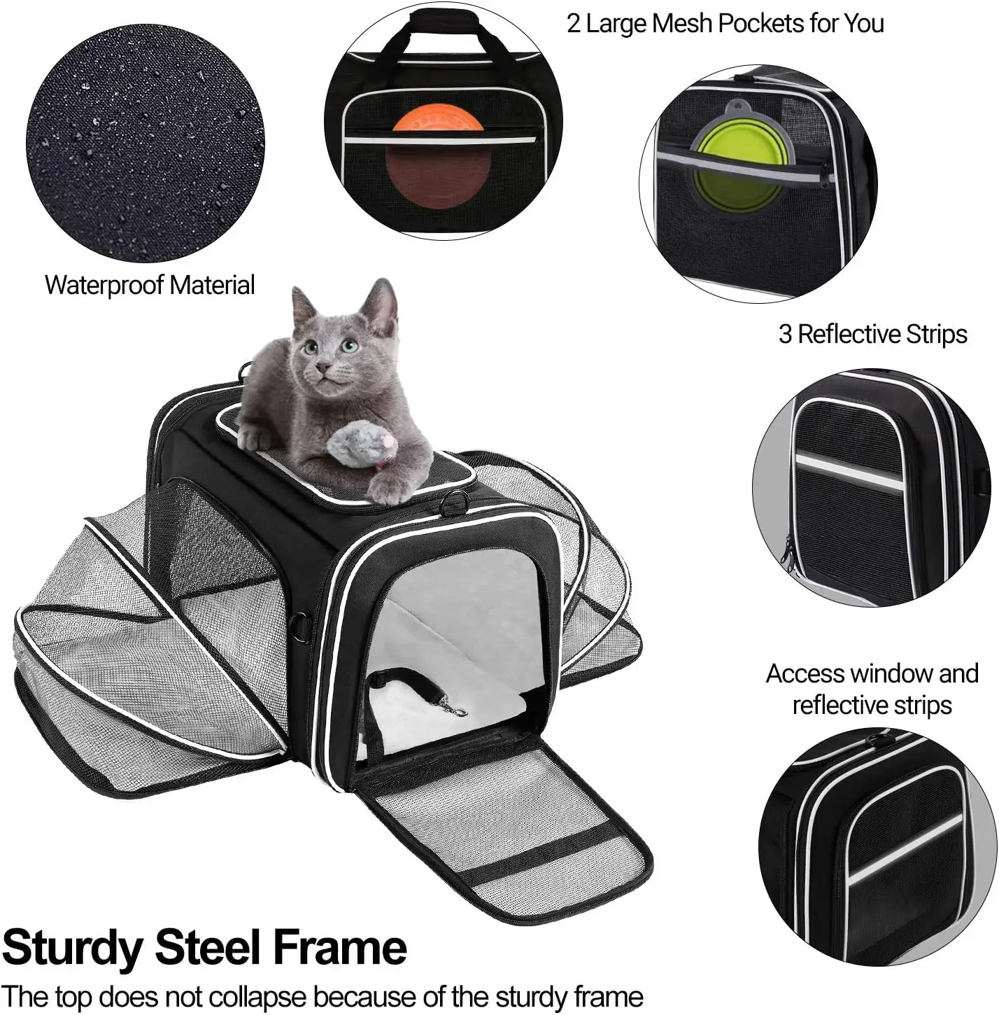 Portable Expandable Breathable Foldable Shoulder Bag Cat Dog Carrier Bags Outgoing Travel Pets Handbag Transport Bag