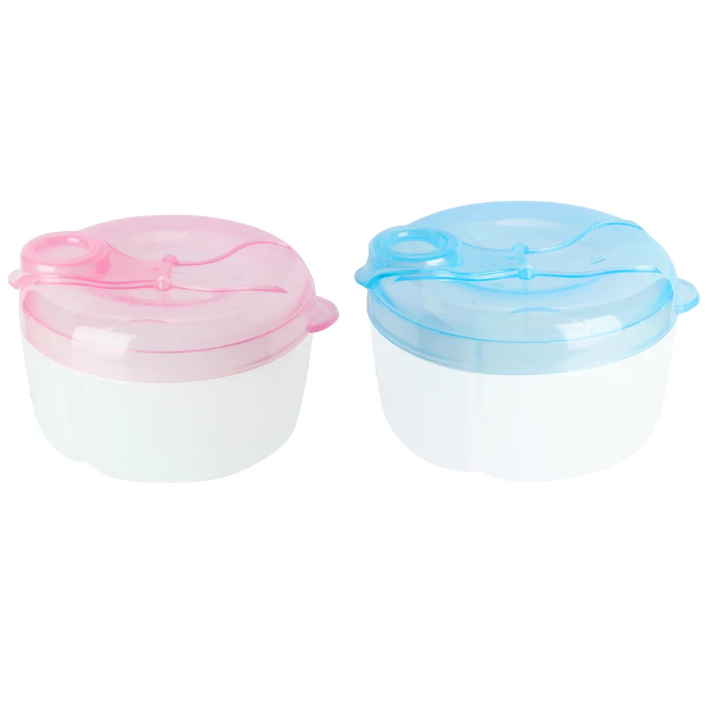 2 Pcs Rotating Milk Powder Compartment Infant Food Case Formula Dispenser Travel Storage Baby Plastic Containers Holder