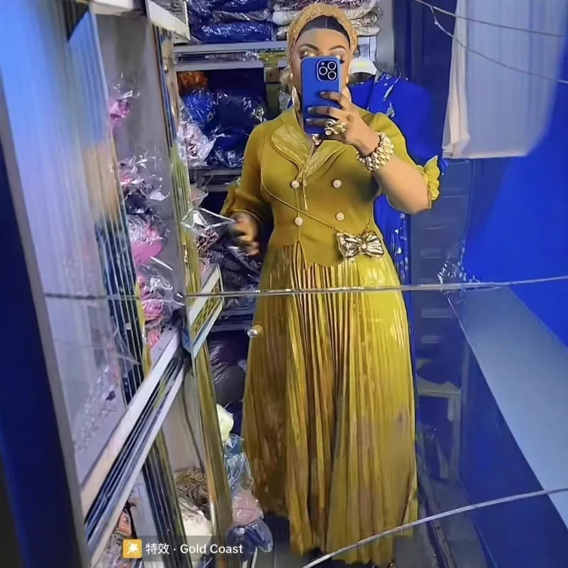 Miyake 2025 Nowe Sukienki Damskie Plus Size Modny Nadruk Codzienne Duże Elastyczne Bez Kłopotów z Prasowaniem Odporne na Zagniecenia Odzież Afrykańska Sukienka na Bal Plisowana