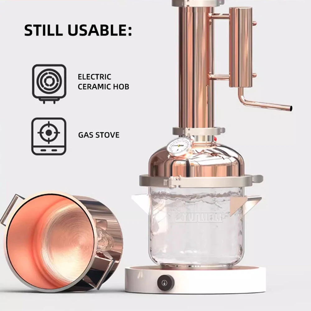 Dual-Purpose Distiller Dew Brewing Machine 8L Retro Pure Copper Alcohol Making Still Equipment