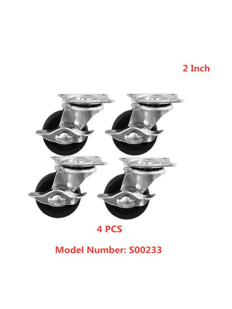 

4 Pcs/Lot 2 Inch Rubber Universal Belt Brake Caster Height 65mm Flat Bottom Side Wheel Light Industrial Movable